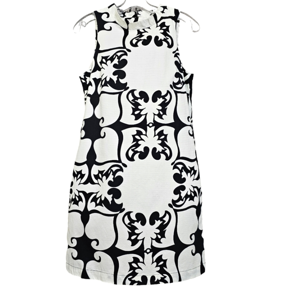 Tori Richard Nwot Honolulu White/Black Floral Sleeveless Dress w/Pockets
